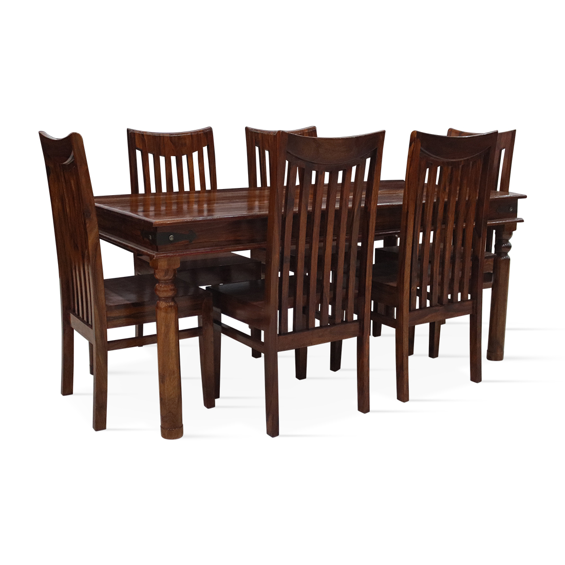 Aaram by Zebrs 6 Seater Dining Set-Natural Teak