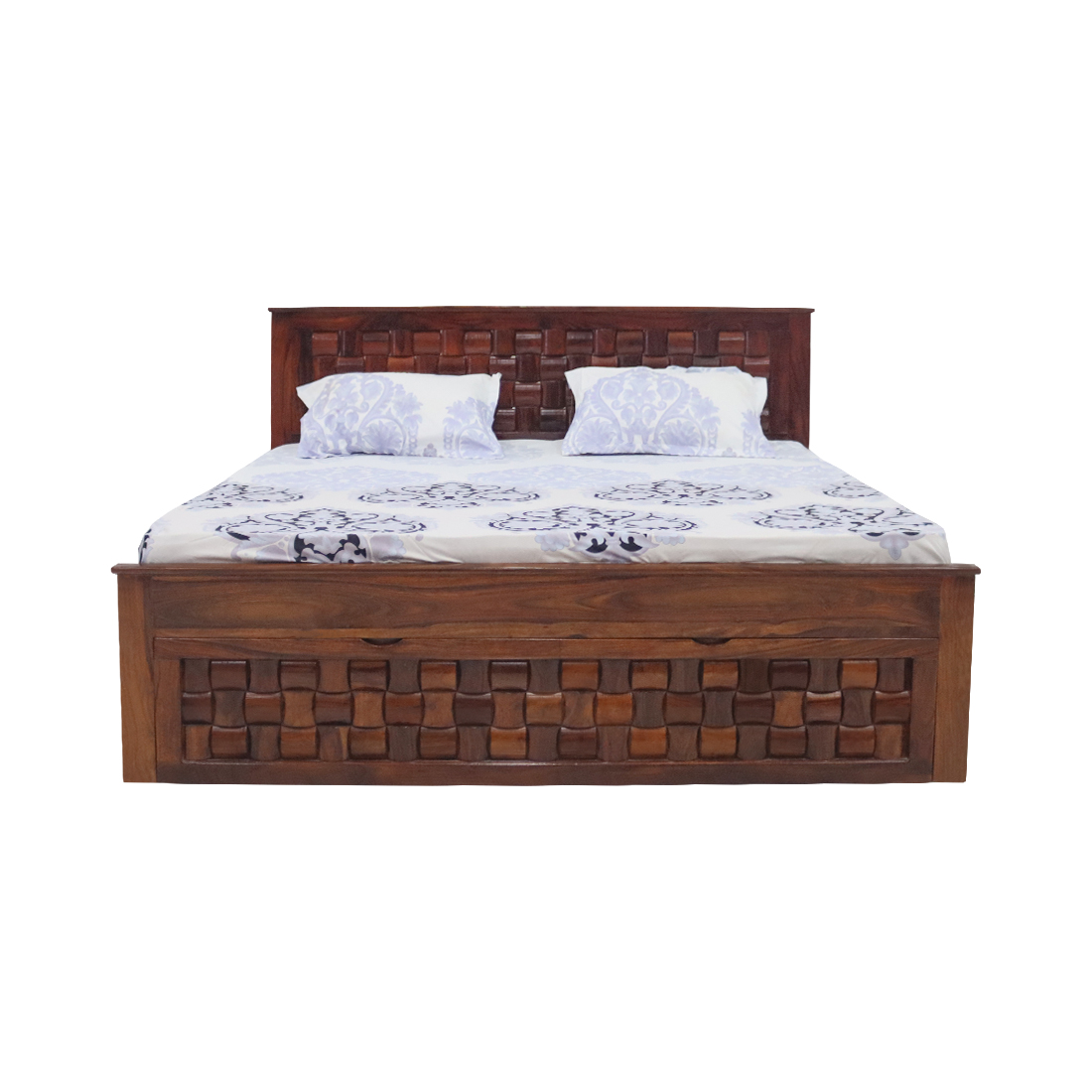 AARAM Wooden  Double Bed with Bottom Storage
