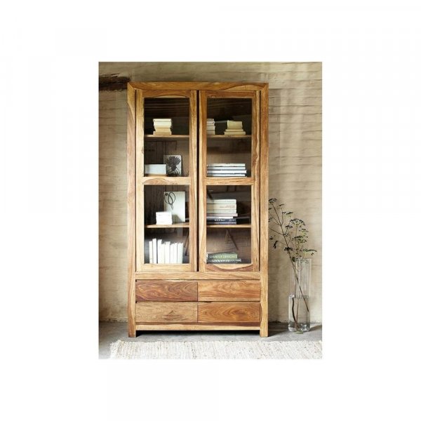 Aaram By Zebrs Crockery Cabinet for Kitchen &amp; Dining Room | Solid Wood Display Unit with 4 Drawers &amp; Glass Door Cabinet Storage for Living Room,  Sheesham, Wood