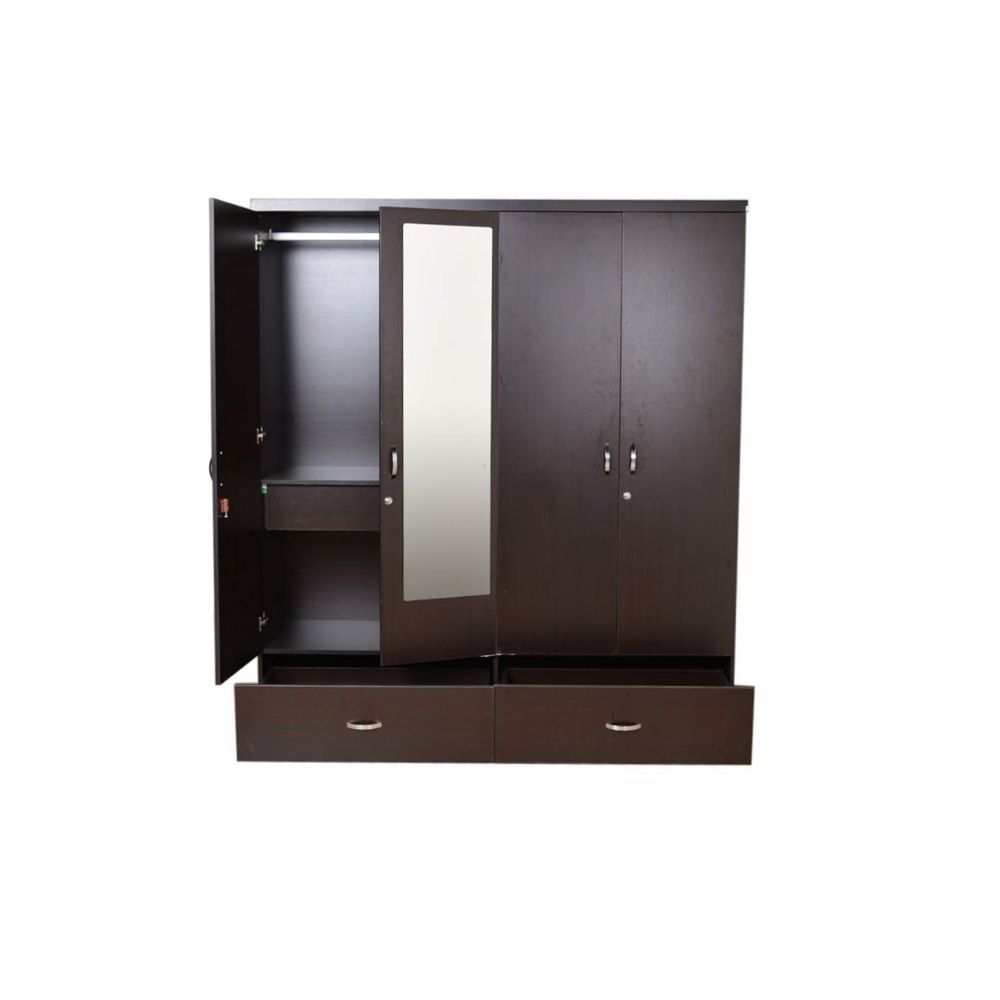 Aaram By Zebrs Engineered Wood Four Door Wardrobe in Wenge Colour