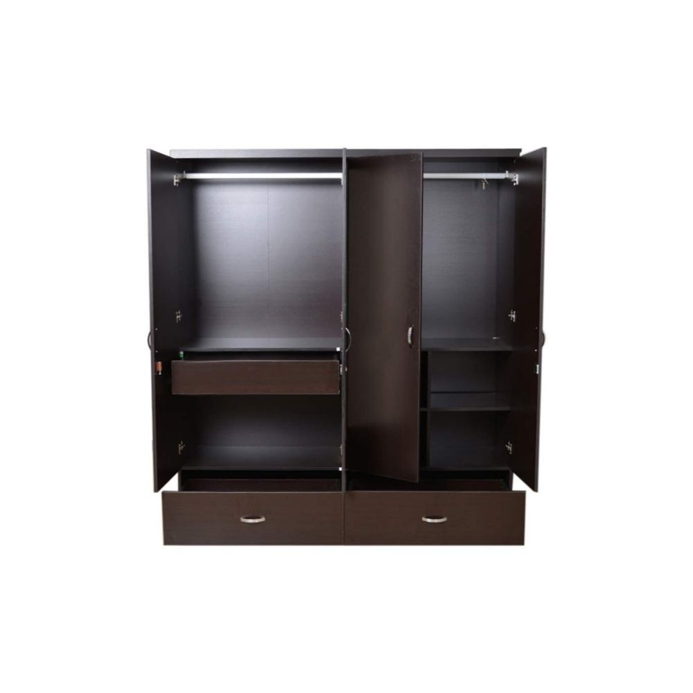 Aaram By Zebrs Engineered Wood Four Door Wardrobe in Wenge Colour
