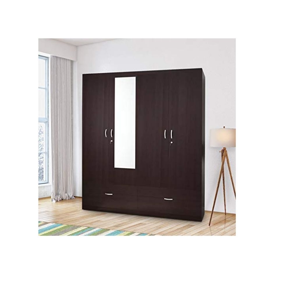 Aaram By Zebrs Engineered Wood Four Door Wardrobe in Wenge Colour