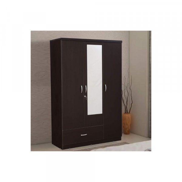 Aaram By Zebrs Engineered Wood Three Door Wardrobe in Wenge Colour