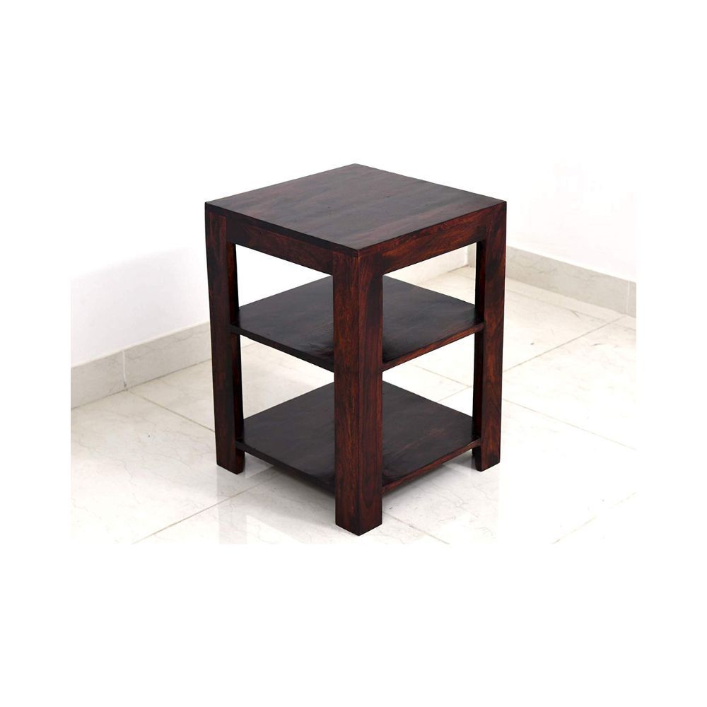Aaram By Zebrs Furniture Sheesham Indian Rosewood Bedside Table with 2 Shelf Storage for Bedroom, Livingroom,Hotelroom|SideEnd Table|Natural Teak