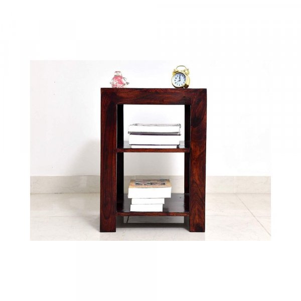 Aaram By Zebrs Furniture Sheesham Indian Rosewood Bedside Table with 2 Shelf Storage for Bedroom, Livingroom,Hotelroom|SideEnd Table|Natural Teak