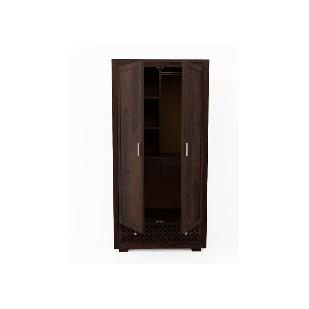 Aaram By Zebrs Furniture Sheesham Wood Wardrobe with 2 Door Storage Wooden Multipurpose Almirah for Home Living Room Hall - Walnut Finish