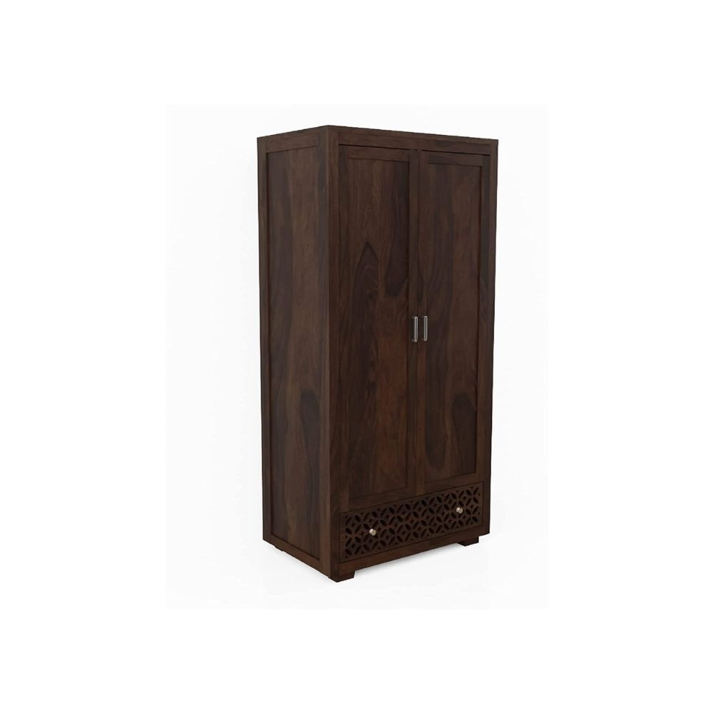 Aaram By Zebrs Furniture Sheesham Wood Wardrobe with 2 Door Storage Wooden Multipurpose Almirah for Home Living Room Hall - Walnut Finish