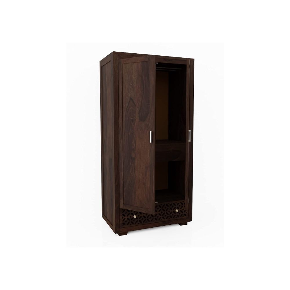 Aaram By Zebrs Furniture Sheesham Wood Wardrobe with 2 Door Storage Wooden Multipurpose Almirah for Home Living Room Hall - Walnut Finish