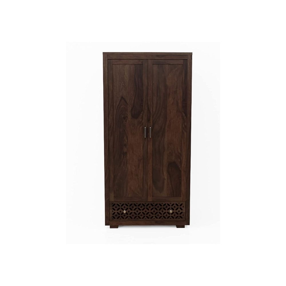 Aaram By Zebrs Furniture Sheesham Wood Wardrobe with 2 Door Storage Wooden Multipurpose Almirah for Home Living Room Hall - Walnut Finish