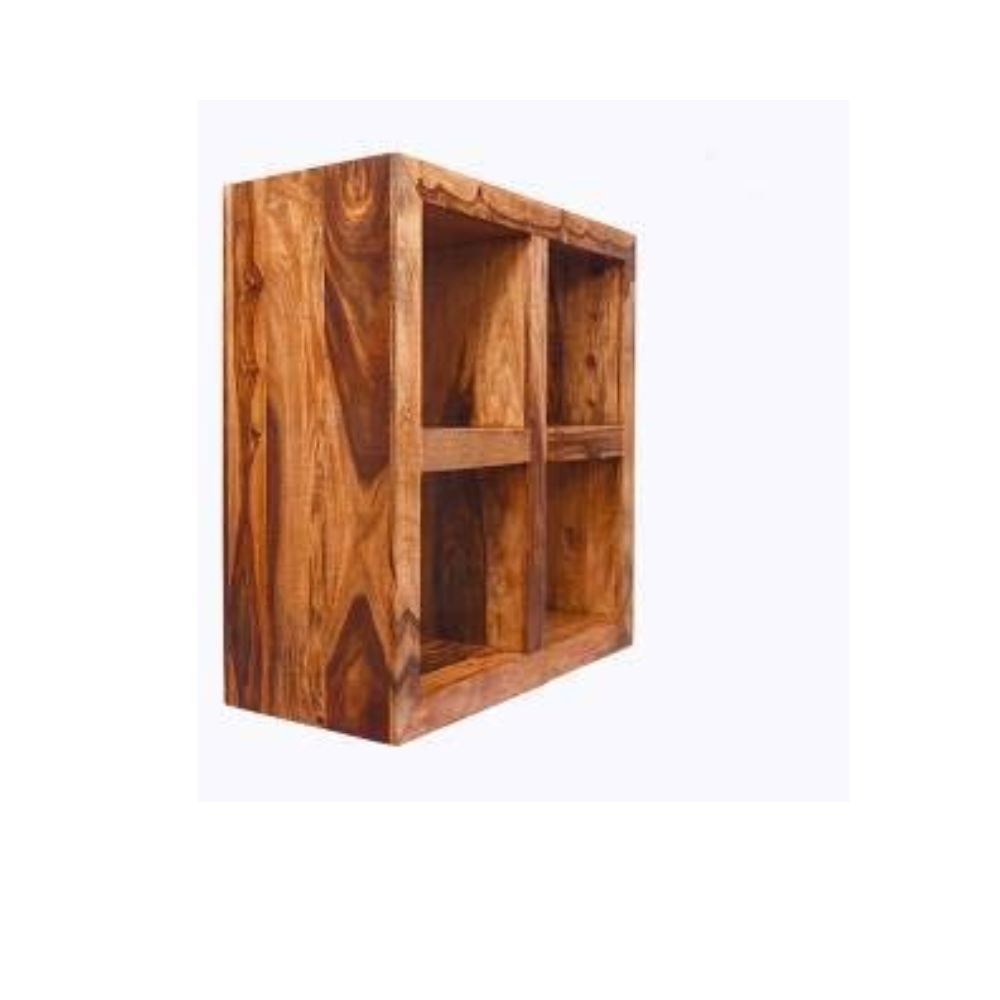 Aaram By Zebrs Furniture Solid Sheesham Wood Book Shelf with Book Racks Storage for Living Room Home & Office (Natural Teak)
