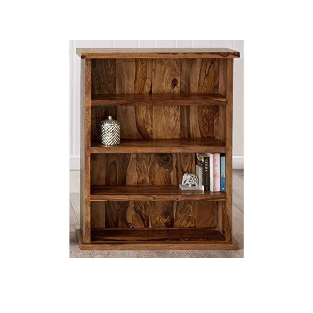 Aaram By Zebrs Furniture Solid Sheesham Wood Book Shelf with Book Racks Storage for Living Room, Home & Office-Natural Teak