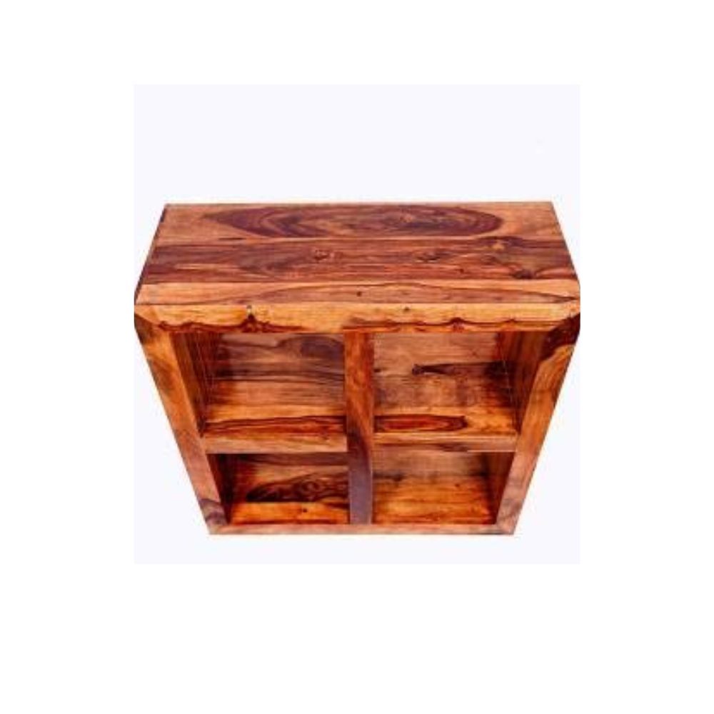 Aaram By Zebrs Furniture Solid Sheesham Wood Book Shelf with Book Racks Storage for Living Room Home & Office (Natural Teak)