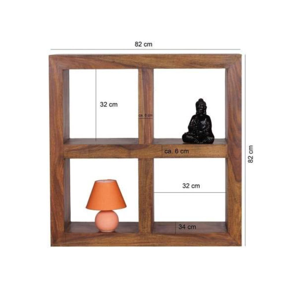 Aaram By Zebrs Furniture Solid Sheesham Wood Book Shelf with Book Racks Storage for Living Room Home & Office (Natural Teak)