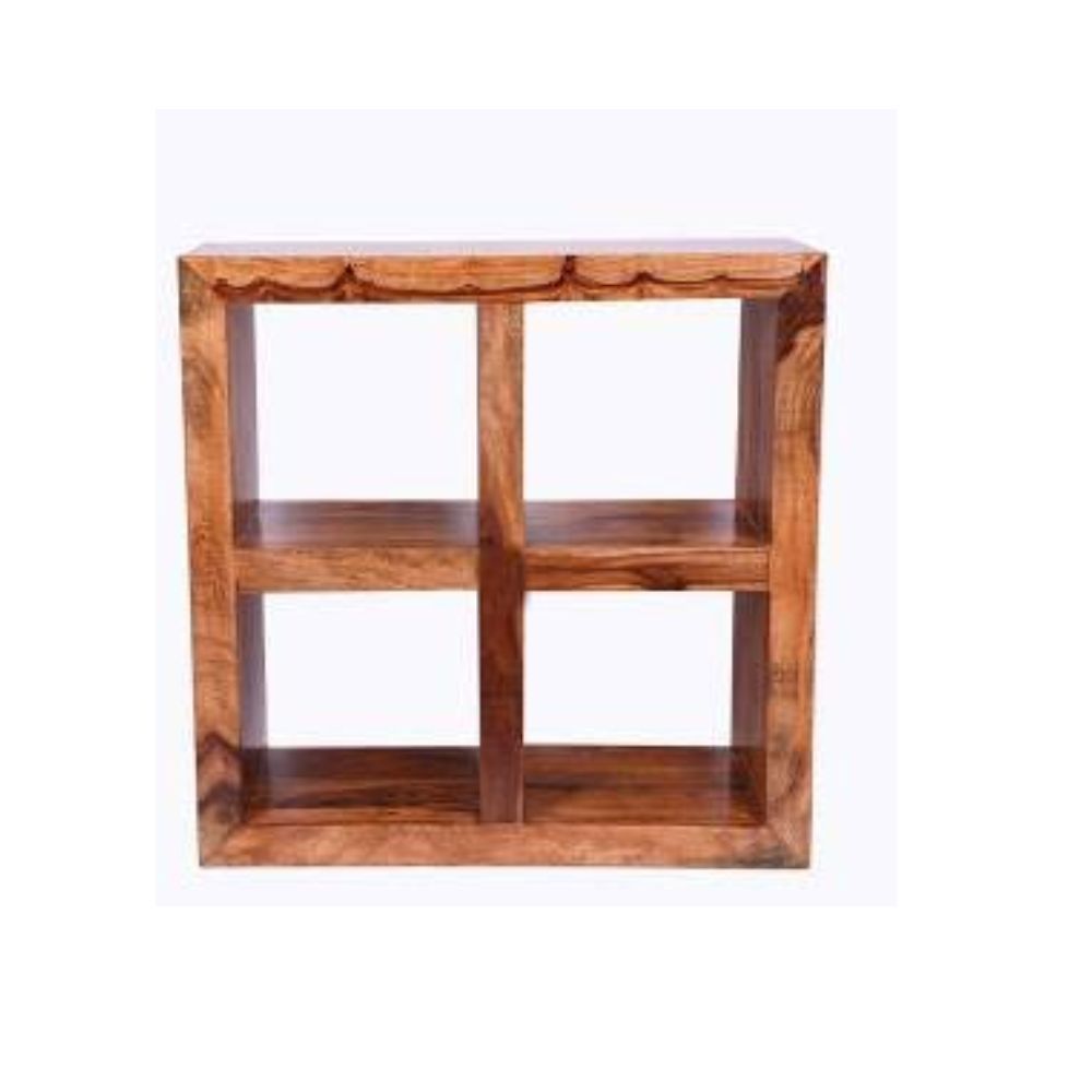 Aaram By Zebrs Furniture Solid Sheesham Wood Book Shelf with Book Racks Storage for Living Room Home & Office (Natural Teak)