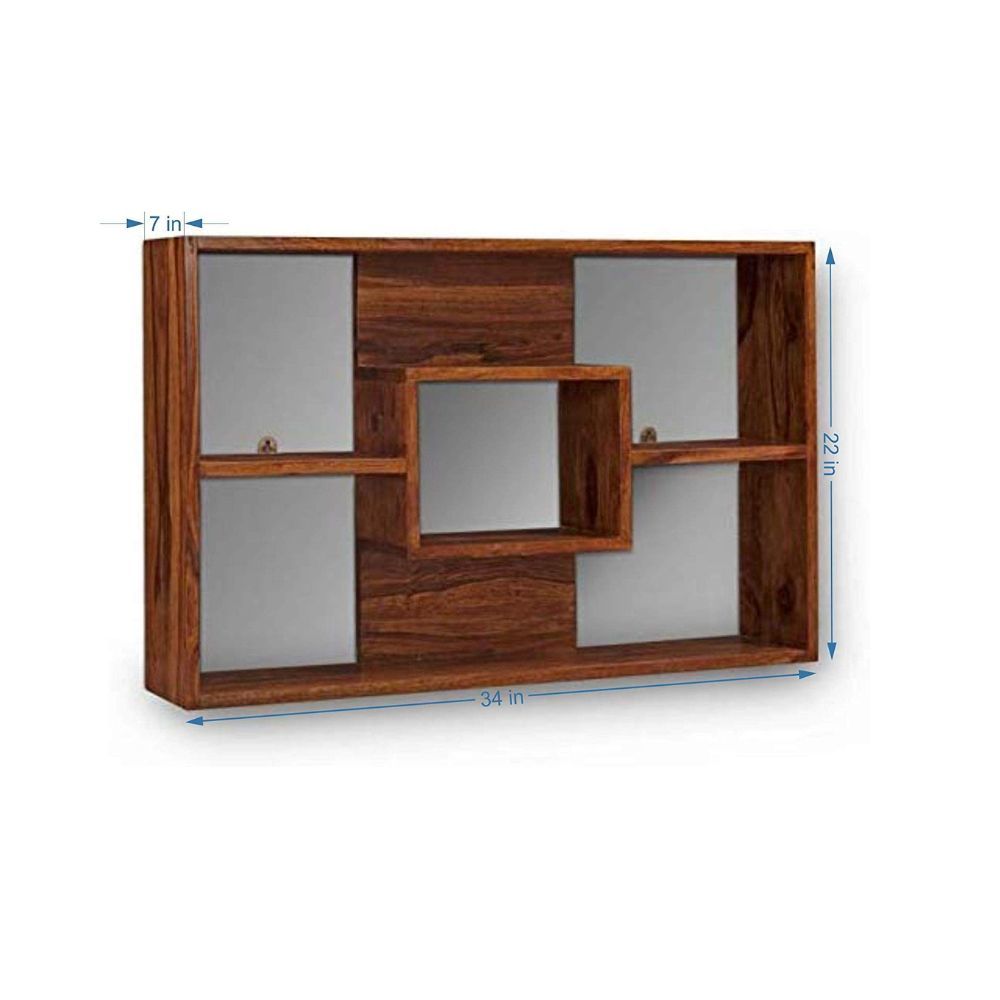 Aaram By Zebrs Furniture Solid Sheesham Wood Wall Book Shelves with Book Racks Storage for Living Room, Home & Office Bookcase Storage (Natural Teak)