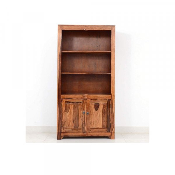 Aaram By Zebrs Furniture Solid Sheesham Wooden Book Shelf |Book Shelves with Book Racks &amp; Cabinet Storage| for Living Room, Home &amp; Office (Natural Finish)