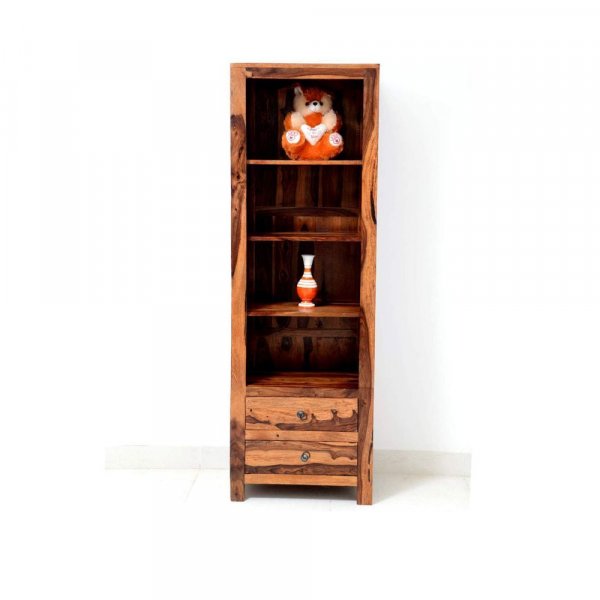 Aaram By Zebrs Furniture Solid Sheesham Wooden Book Shelf with Drawers &amp; Book Racks Storage for Living Room, Home &amp; Office (Natural Finish)
