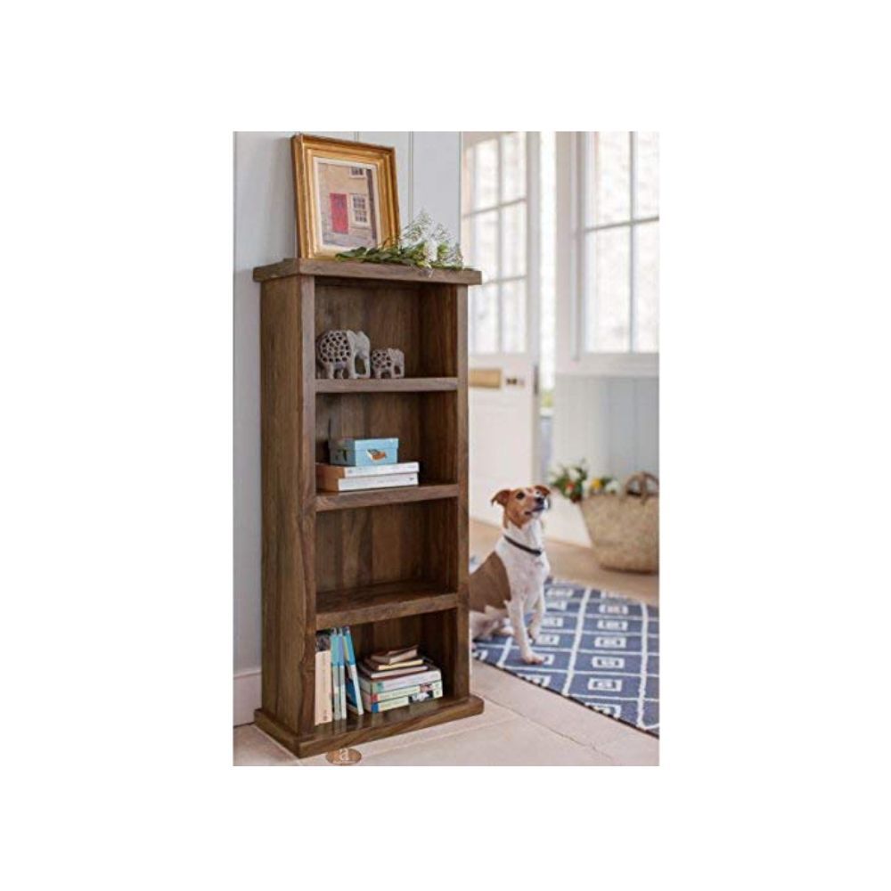 Aaram By Zebrs Furniture Solid Sheesham Wooden Book Shelves with Book Racks for Living Room, |Bookcase Storage| Walnut