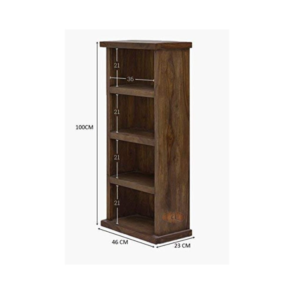 Aaram By Zebrs Furniture Solid Sheesham Wooden Book Shelves with Book Racks for Living Room, |Bookcase Storage| Walnut