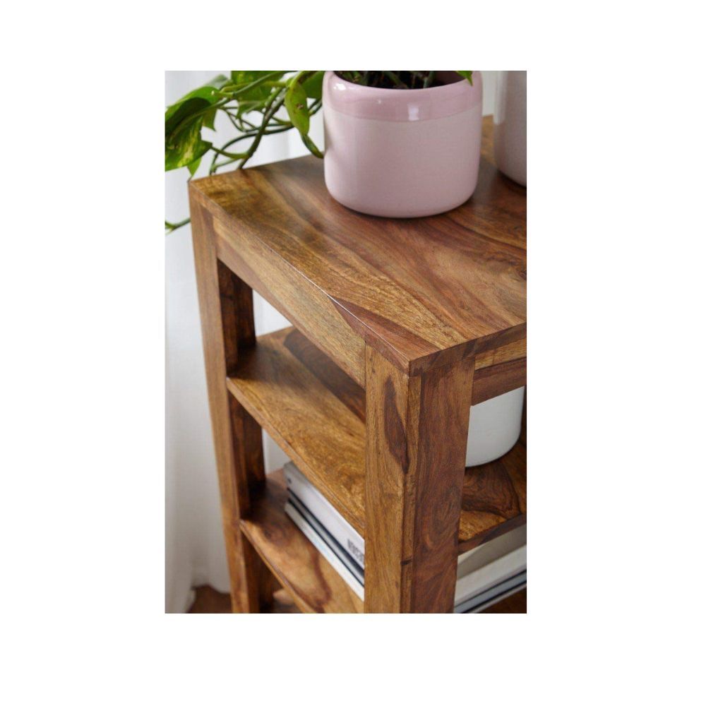 Aaram By Zebrs Furniture Solid Wood Book Shelf with Book Racks for Living Room, Home & Office (Natural Finish)