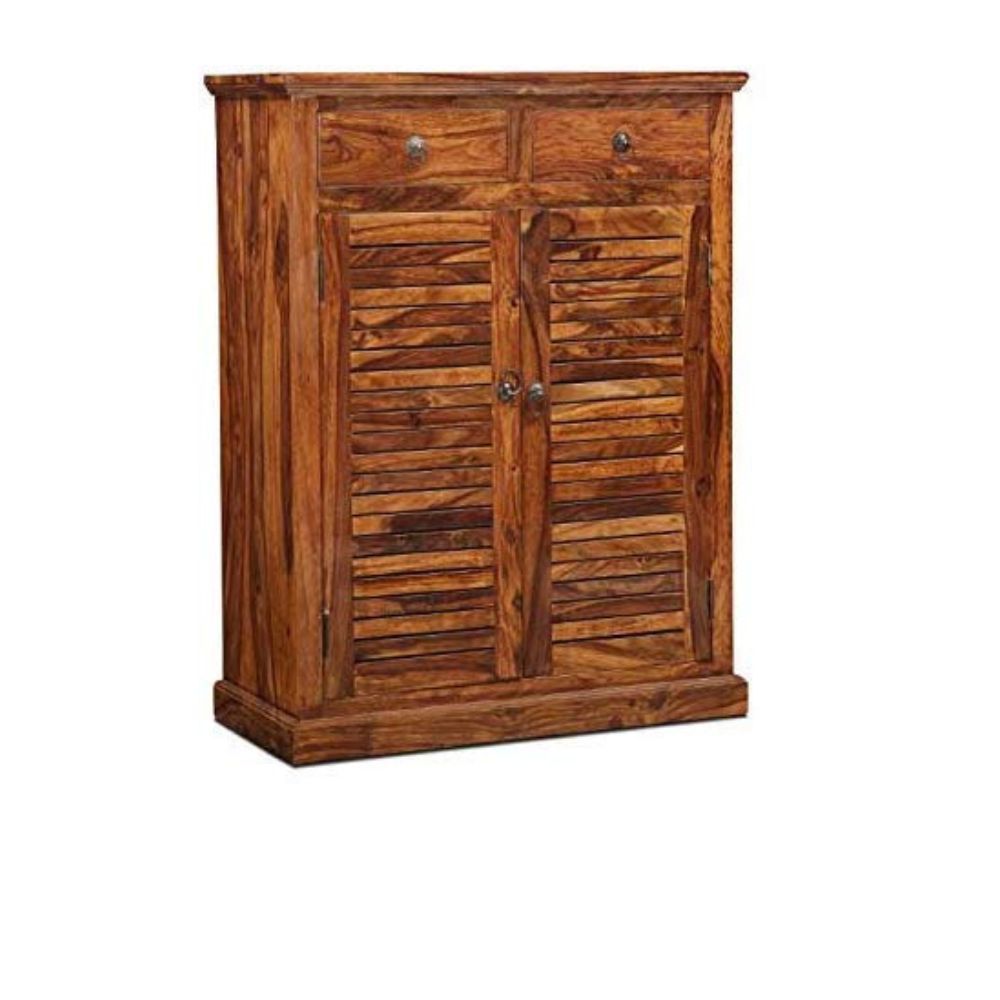Aaram By Zebrs Furniture Solid Wood Sideboard Cabinet with 2 Drawers & 1 Cabinet Storage for Home, Hotel & Living Room,|Standard Size|, (Natural Finish)