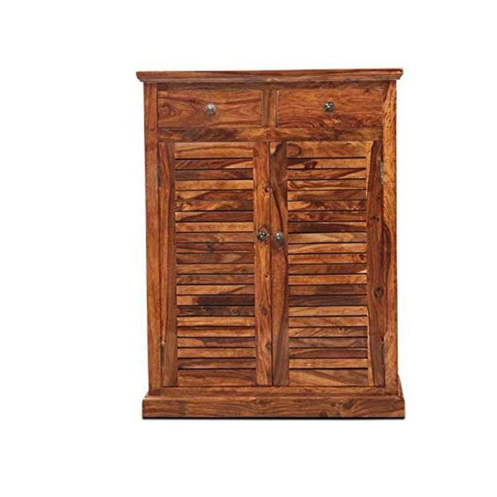 Aaram By Zebrs Furniture Solid Wood Sideboard Cabinet with 2 Drawers & 1 Cabinet Storage for Home, Hotel & Living Room,|Standard Size|, (Natural Finish)