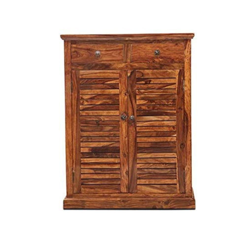 Aaram By Zebrs Furniture Solid Wood Sideboard Cabinet with 2 Drawers & 1 Cabinet Storage for Home, Hotel & Living Room,|Standard Size|, (Natural Finish)