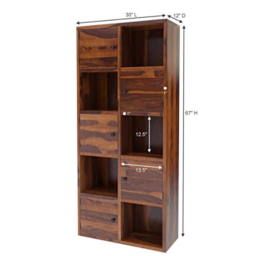 Aaram By Zebrs Furniture Town Prich Rustic Sheesham Solid Wood Bookcase