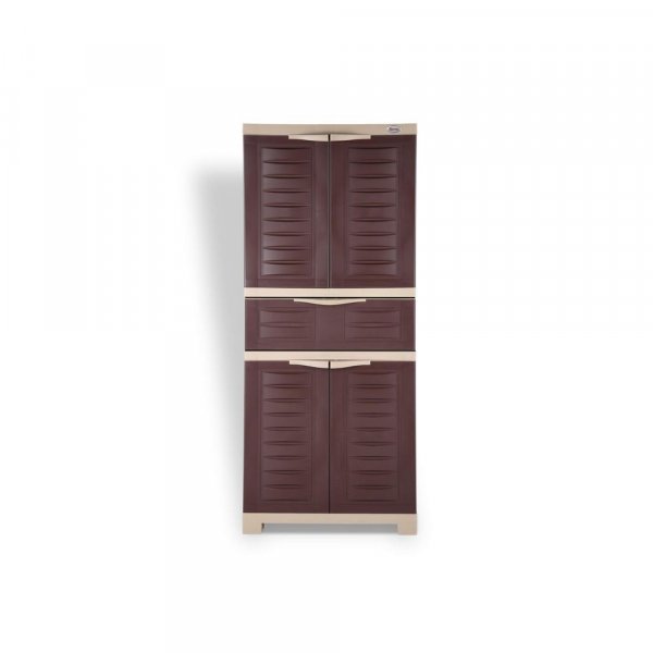 Aaram By Zebrs Fusion-2 MDR 1 Plastic Cupboard/Cabinet Globus Brown/Dark Beige,4 Doors
