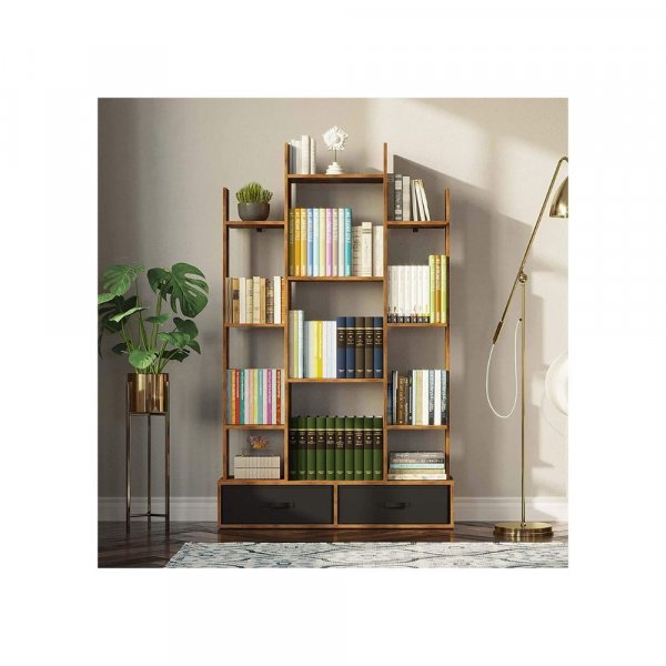 Aaram By Zebrs Handicraft Solid Wood Bookshelf | Bookcase with Drawer | Display Floor Standing Storage Shelf for Books CDs Plants | Shelves for Living Room | Bedroom | Home Office (Set of 1 )