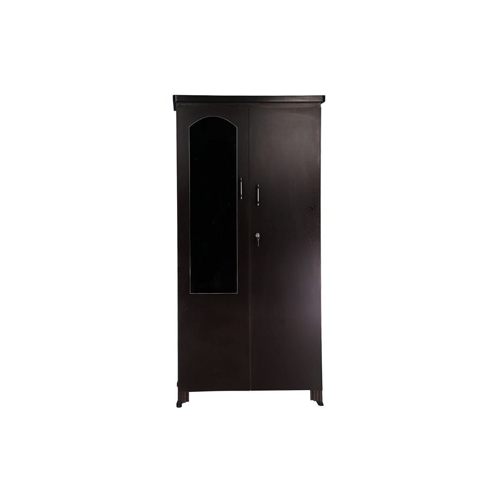 Aaram By Zebrs Hudson Mark Multipurpose Storage Wooden Almirah Cabinet Wardrobe With Mirror, Drawers & 2 Doors-Dark Walnut Color