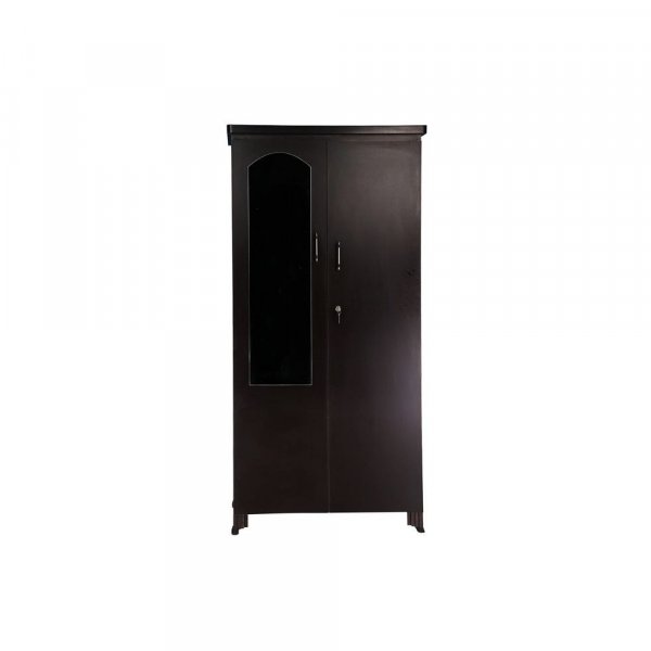 Aaram By Zebrs Hudson Mark Multipurpose Storage Wooden Almirah Cabinet Wardrobe With Mirror, Drawers &amp; 2 Doors-Dark Walnut Color