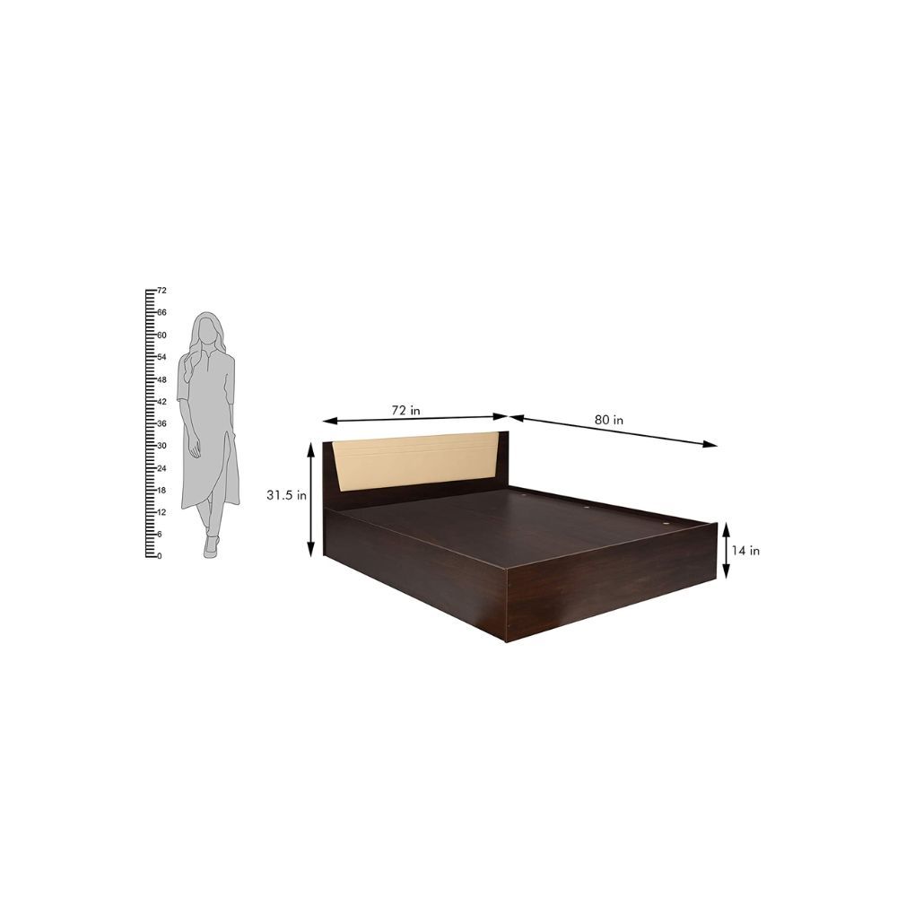 Aaram By Zebrs Leo King Engineered Wood Bed Without Storage - (Brown)