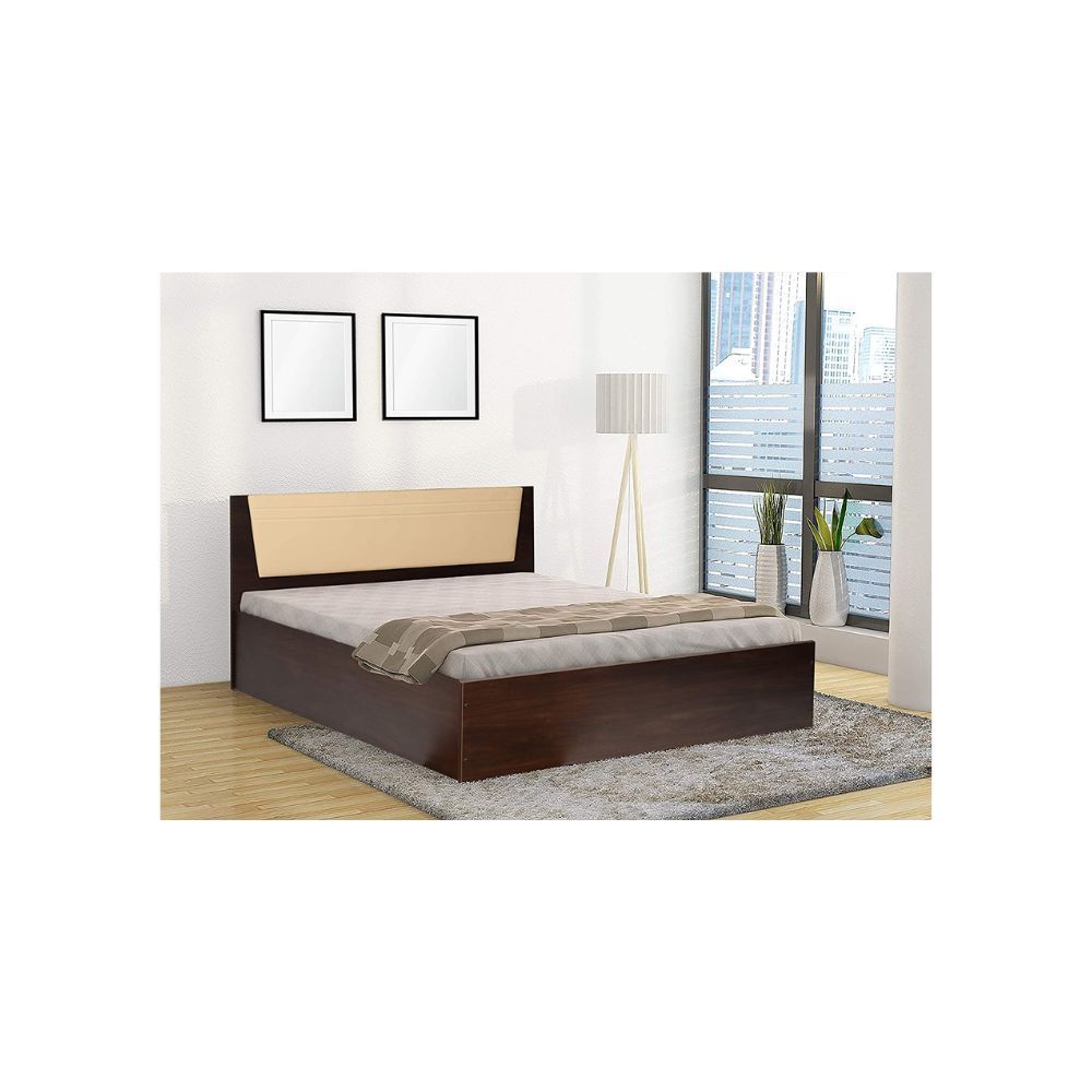 Aaram By Zebrs Leo King Engineered Wood Bed Without Storage - (Brown)
