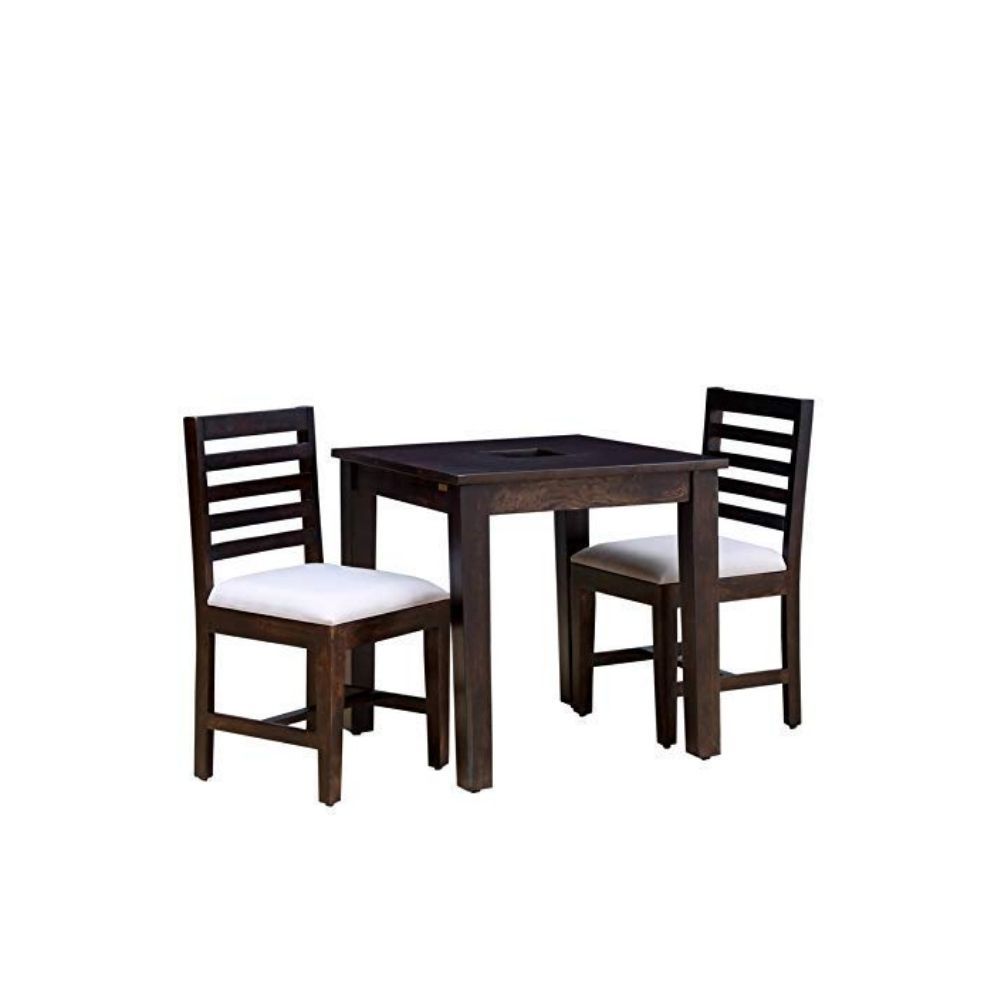 Aaram By Zebrs Modern Furniture Sheesham Indian Rosewood 2 Seater Dining Table Set/Dining Table with 2 Cushion Chairs Furniture for Living Room