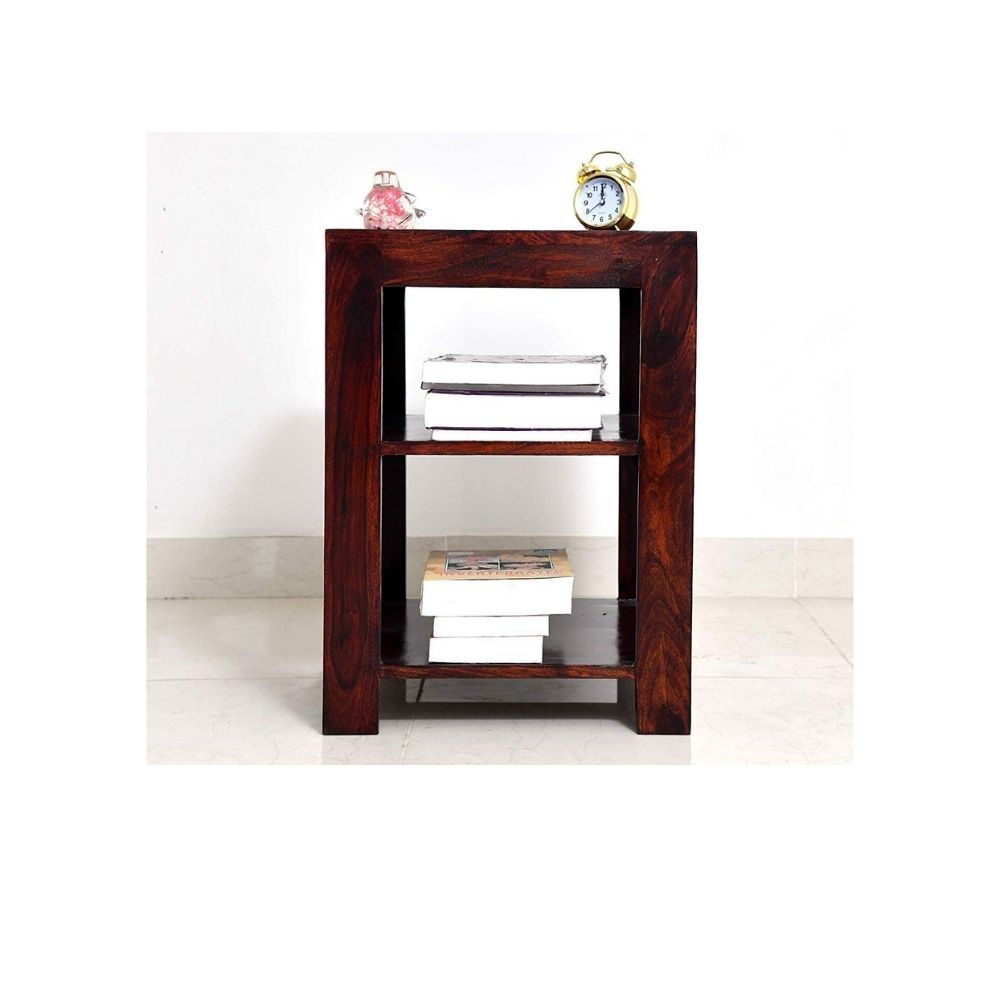 Aaram By Zebrs Modern Furniture Sheesham Indian Rosewood Bedside Table with 2 Shelf Storage for Bedroom, Livingroom,Hotelroom|SideEnd Table