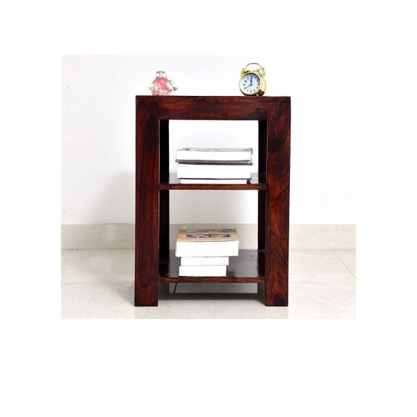 Aaram By Zebrs Modern Furniture Sheesham Indian Rosewood Bedside Table with 2 Shelf Storage for Bedroom, Livingroom,Hotelroom|SideEnd Table
