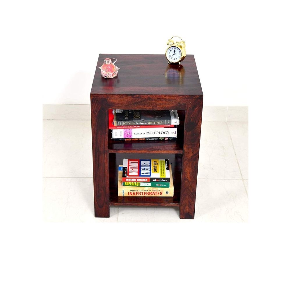 Aaram By Zebrs Modern Furniture Sheesham Indian Rosewood Bedside Table with 2 Shelf Storage for Bedroom, Livingroom,Hotelroom|SideEnd Table|Natural Teak
