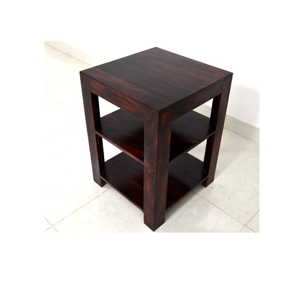 Aaram By Zebrs Modern Furniture Sheesham Indian Rosewood Bedside Table with 2 Shelf Storage for Bedroom, Livingroom,Hotelroom|SideEnd Table|Natural Teak
