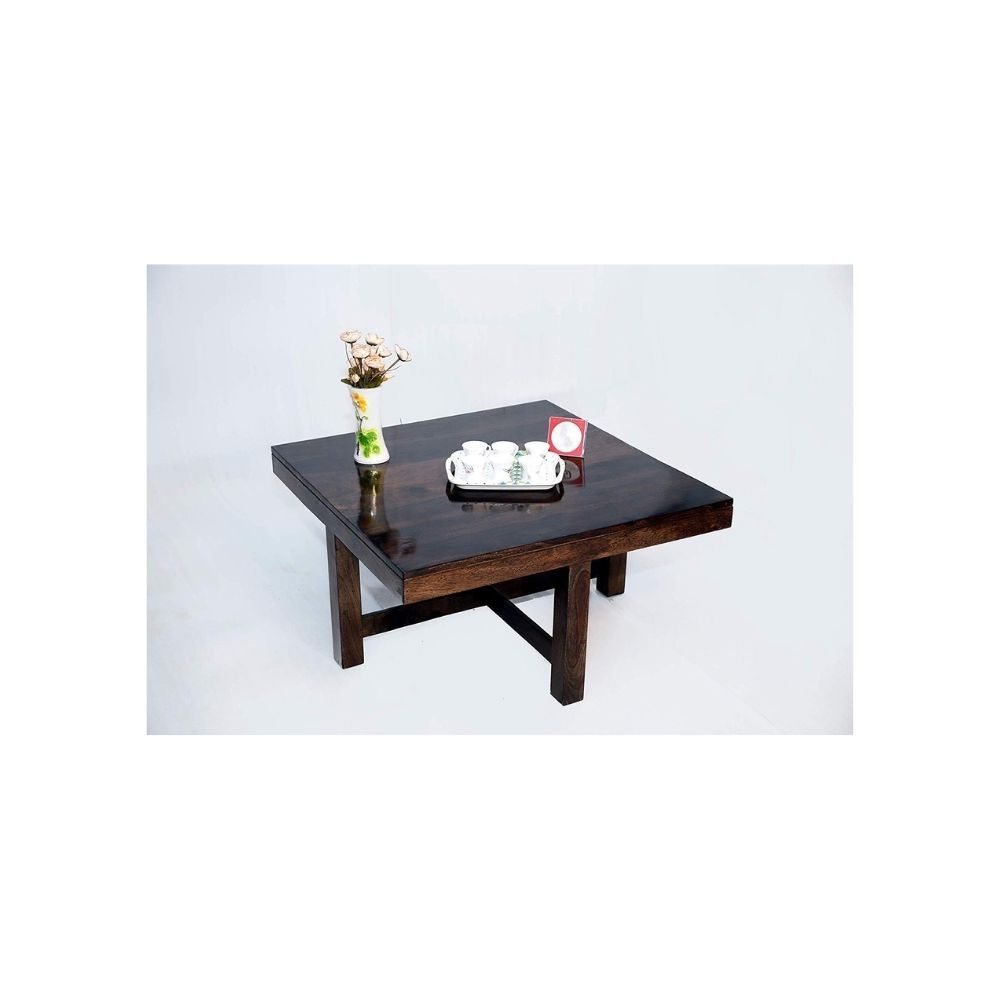 Aaram By Zebrs Modern Furniture Sheesham Indian Rosewood Square Coffee Table | Center Table with 4 Stools, Four Seater Coffee Table- Natural Finish
