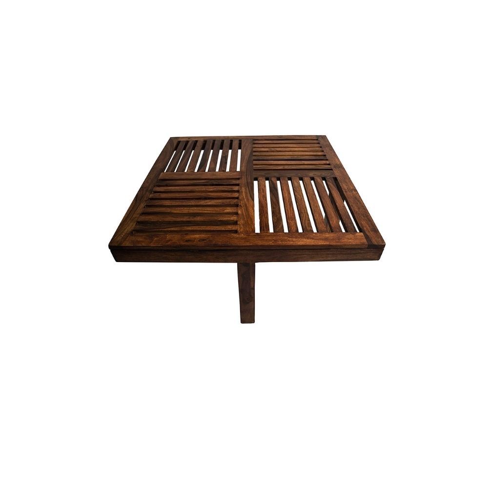 Aaram By Zebrs Modern Furniture Sheesham Indian Rosewood Square Coffee Table | Center Table with 4 Stools, Four Seater Coffee Table- Natural Finish