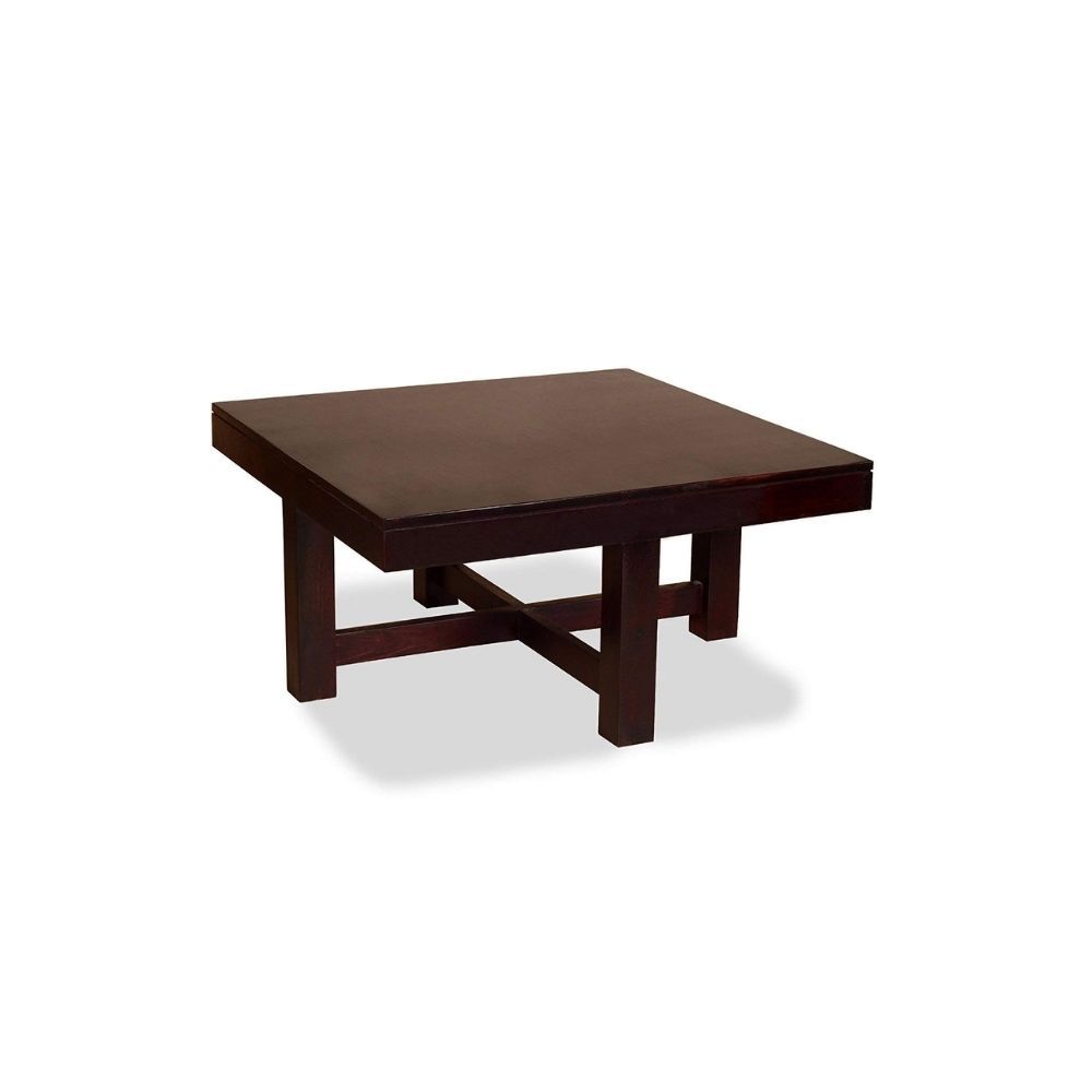 Aaram By Zebrs Modern Furniture Sheesham Indian Rosewood Square Coffee Table | Center Table with 4 Stools, Four Seater Coffee Table Set- Mahogany