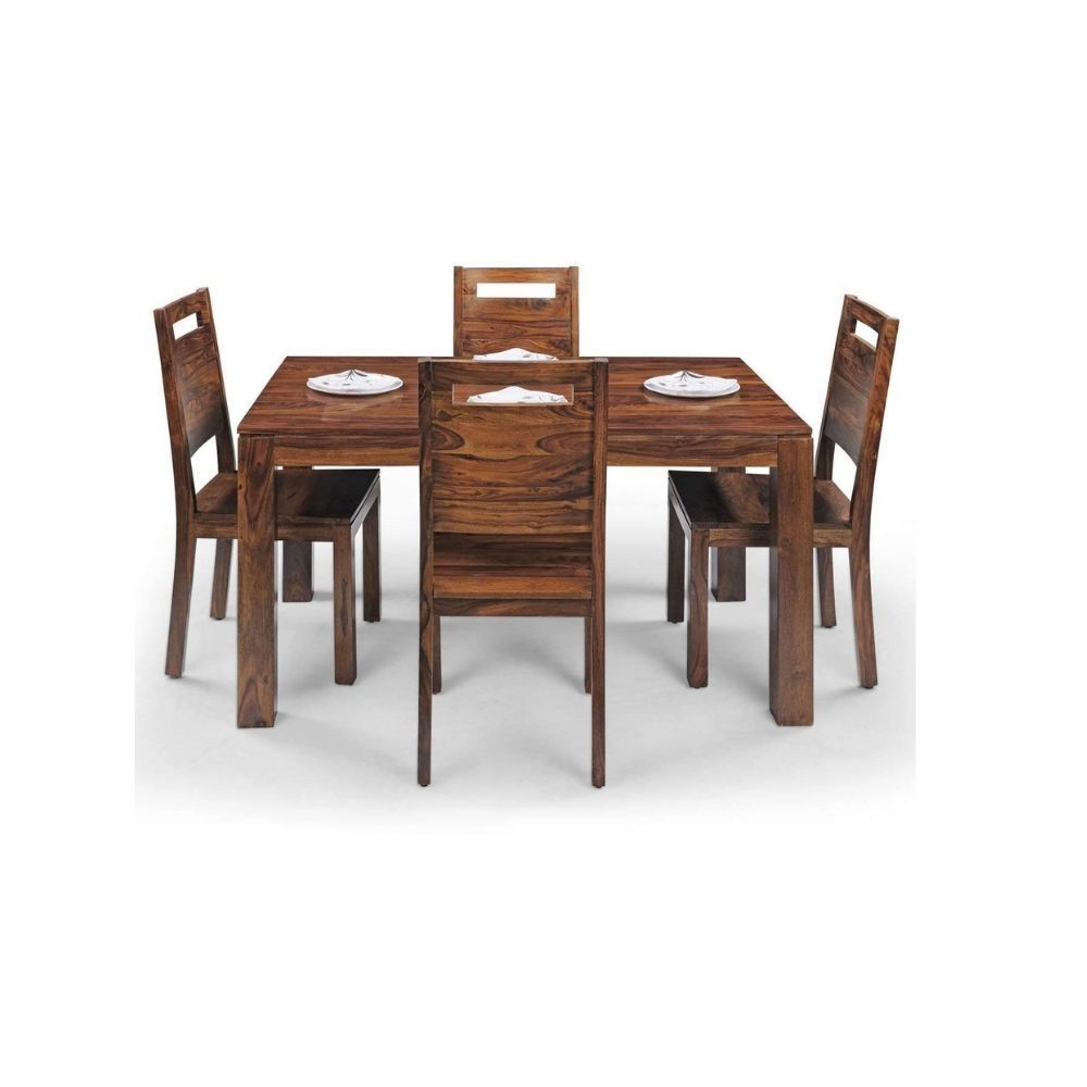 Aaram By Zebrs Modern Furniture Sheesham Indian Rosewoood 4 Seater Dining Table Set Dining Table with 4 Chairs Dinner Table Set for Dining Room Home