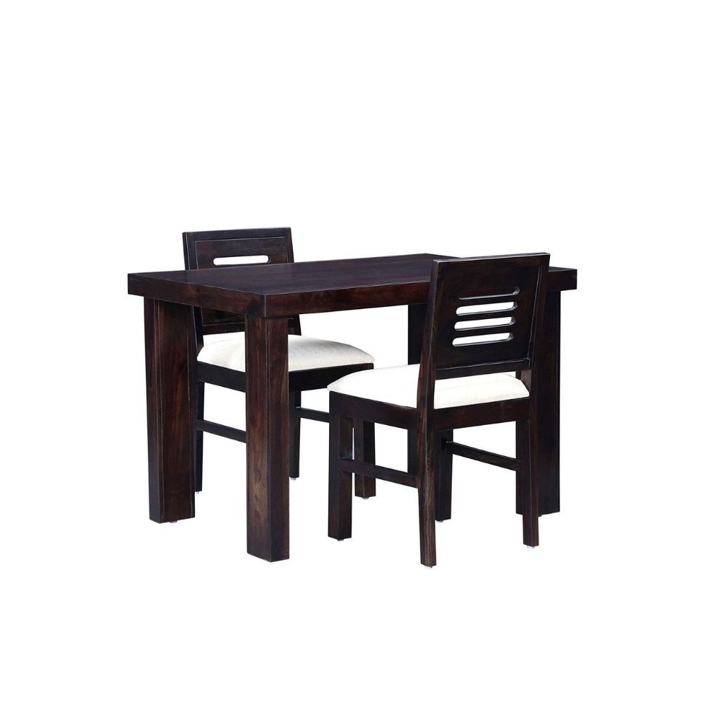 Aaram By Zebrs Modern Furniture Sheesham Wood 2 Seater Dining Table Set/Wooden Dining Room Set |Dining Table with 2 Cushion Chairs Furniture for Living Room Home | (Walnut)