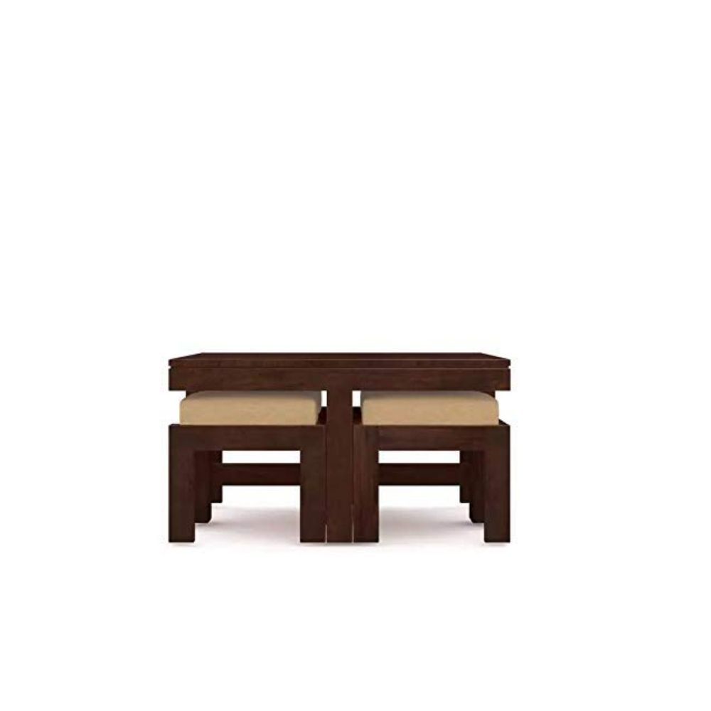 Aaram By Zebrs Modern Furniture Sheesham Wood Coffee Table Set | Center Table with 4 Stools, Four Seater Coffee Table Set (Mahogany)