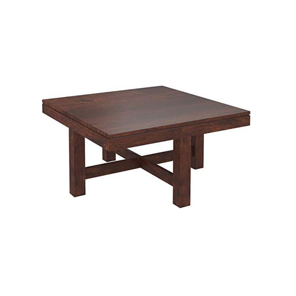 Aaram By Zebrs Modern Furniture Sheesham Wood Coffee Table Set | Center Table with 4 Stools, Four Seater Coffee Table Set (Mahogany)