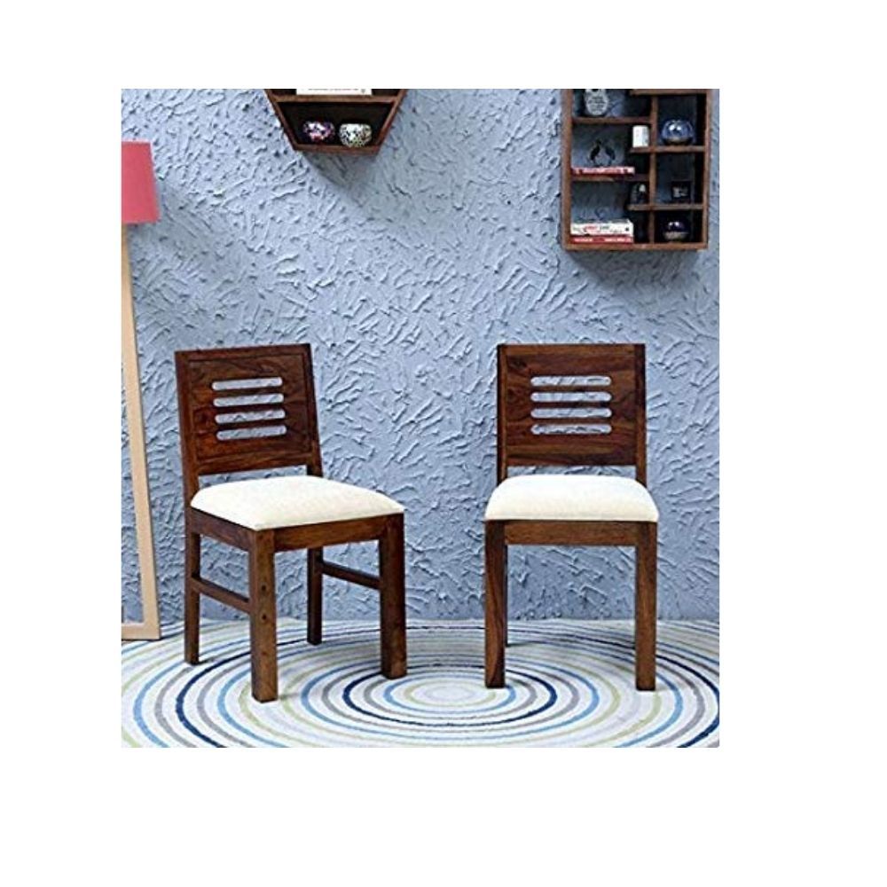 Aaram By Zebrs Modern Furniture Sheesham Wood Dining Chairs /2 Wooden Dinning & Study Chairs | Chair with Cushion  (Natural Teak)