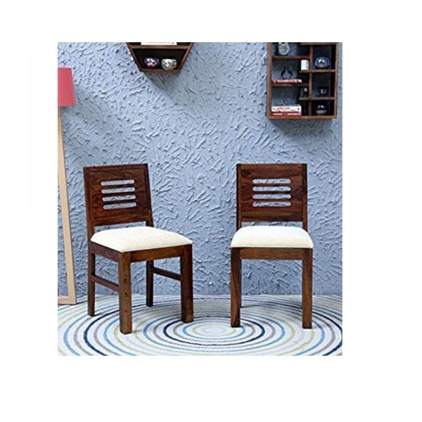 Aaram By Zebrs Modern Furniture Sheesham Wood Dining Chairs /2 Wooden Dinning &amp; Study Chairs | Chair with Cushion  (Natural Teak)