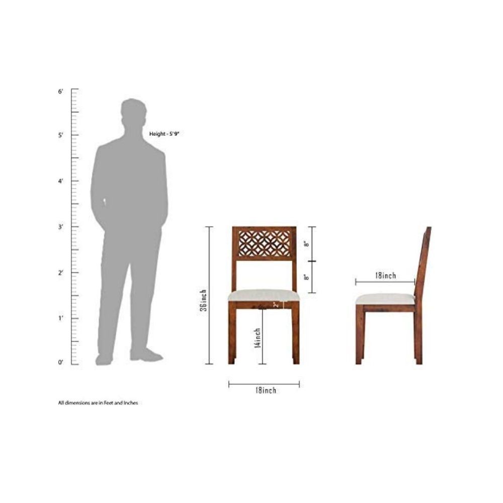 Aaram By Zebrs Modern Furniture Sheesham Wood Dining Chair/Wooden Dinning Chairs, & Study Chair for Living Room and Dinner Hall | Chair with Cushion | (Natural Teak)