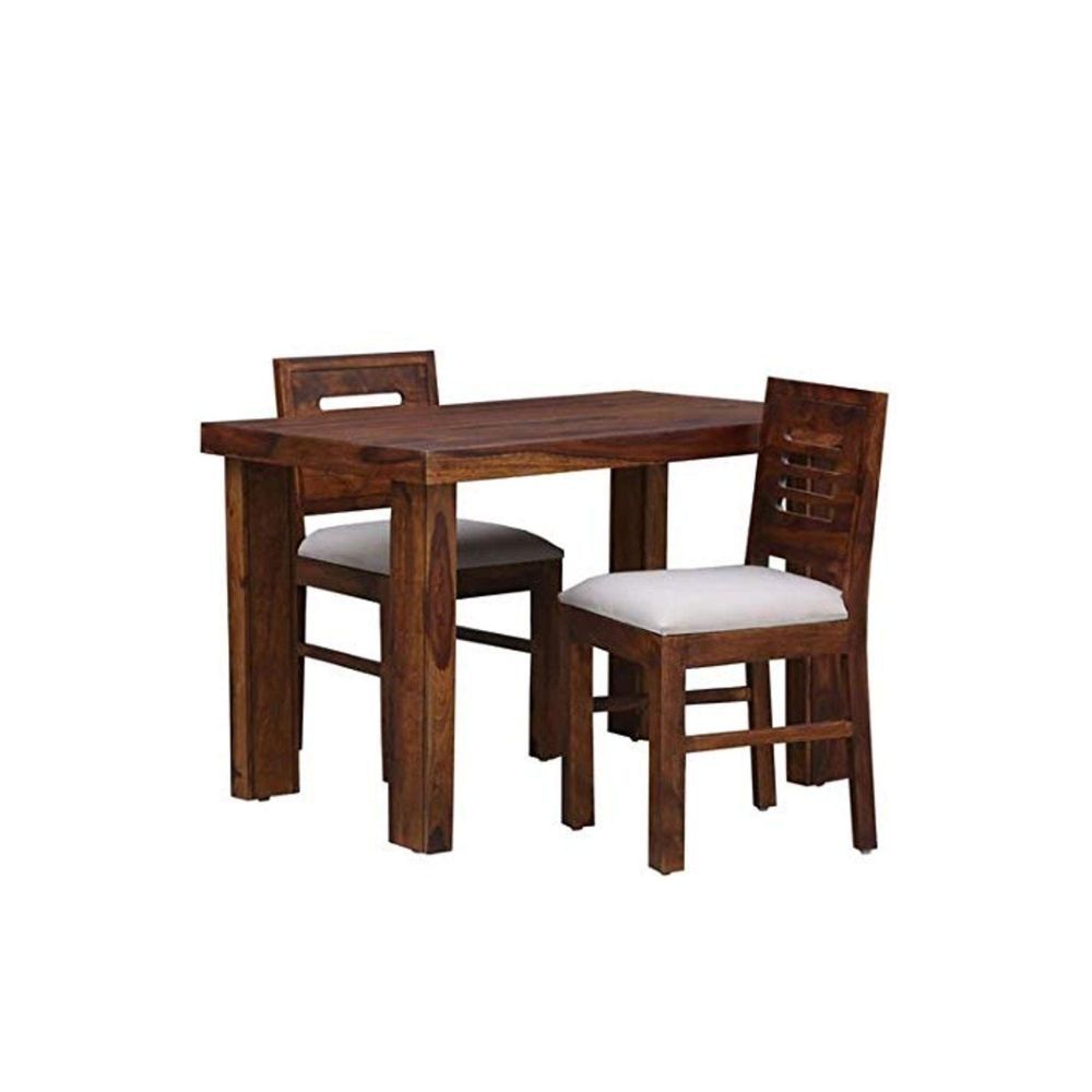 Aaram By Zebrs Modern Furniture Sheesham Wood Dining Table 2 Seater | Wooden Dining Room Furniture | 2 Chairs with Cushion | for Living Room Home Hall  (Natural Teak)